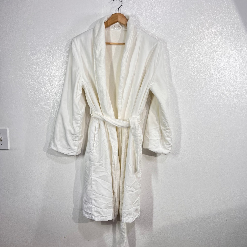 Hotel Collection White Turkish Cotton Terry Cloth Robe S/M Bathrobe Shawl Collar